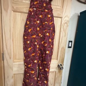 Duluth Trading Co Burgundy Fox Print Overalls